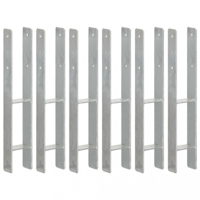 Ancore de gard, 6 buc., argintiu, 9x6x60 cm, oțel galvanizat foto