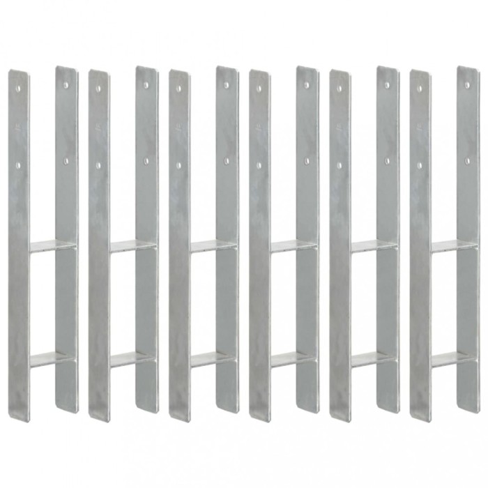 Ancore de gard, 6 buc., argintiu, 9x6x60 cm, oțel galvanizat