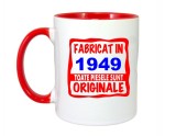 Cana maner rosu personalizata Fabricat in 1949 toate piesele sunt originale, INOVATIX&reg;. 330ml