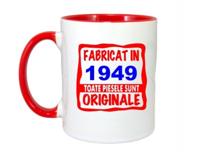 Cana maner rosu personalizata Fabricat in 1949 toate piesele sunt originale, INOVATIX&amp;reg;. 330ml foto