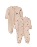 Cumpara ieftin Set 2 salopete lungi, Lamb, BabyCosy, 100% bumbac organic (Marime: 3-6 Luni)