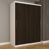 Dulap Dormitor Nova Eco 150 cm x 200 cm, fara oglinda, alb cu usi glisante wenge