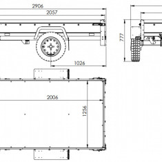 Remorcă 200x125 GARDEN TRAILER 201 KIPP cu prelata gri și roata de manevră