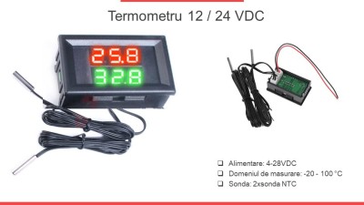 Termometru afisaj dublu centrala auto foto