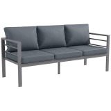 Outsunny Canapea de Grădină cu 3 Locuri cu Perne pentru Scaun și Spate, Canapea Modernă din Aluminiu și Poliester, 185x66x64 cm, Gri | Aosom Romania
