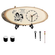 Ceas de perete vintage, 30.5 x 12 cm, pe placa de lemn, multicolor