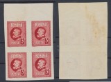 ROMANIA 1926 Regele Ferdinand 60 ani bloc de 4 timbru de 3 lei nedantelat