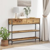 vidaXL Masă consolă, lemn vechi, 100x25x75 cm, lemn prelucrat și oțel