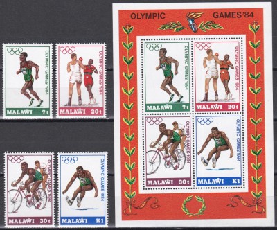 Malawi 1984 - Jocurile Olimpice - Los Angeles, Serie + Colita, MNH foto