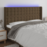 Tablie de pat cu LED, maro &icirc;nchis, 183x16x118/128 cm, textil GartenMobel Dekor, vidaXL