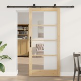 Ușa glisantă vidaXL cu set de hardware &#039;ORKDAL&#039;Lemn masiv &amp; Sticlă