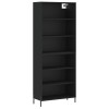 Dulap inalt, negru, 69,5x32,5x180 cm, lemn compozit
