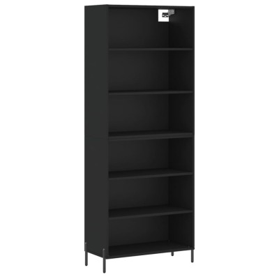 Dulap inalt, negru, 69,5x32,5x180 cm, lemn compozit foto