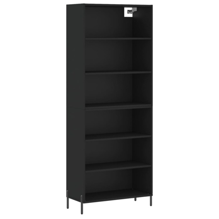 Dulap inalt, negru, 69,5x32,5x180 cm, lemn compozit