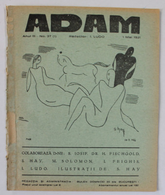 ADAM , REVISTA , redactor I. LUDO , NR. 37 , 1931 foto
