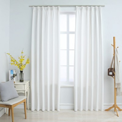 Gossi draperii opace cu carlige, 2 buc., alb ivoriu, 140 x 175 cm foto
