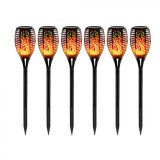 Комплект от 6 соларни лампи тип факла, Пламъчен ефект, 12LED, 51,5 см, Oem