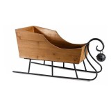 Sanie decorativa Craciun lemn maro fier negru 61 x 25,5 x 30,5