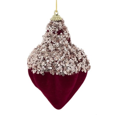 Ornament Brad Craciun, Glob Spuma, Bordo, Paiete Sampanie, 12cm foto