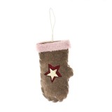 Decoratiune Craciun, tip manusa, maro, 15 x 9 cm, SYPMQB-102299