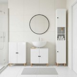 Cumpara ieftin Set de cabinet pentru baie cu 3 piese ALKMAAR Alb foarte lucios