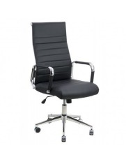Scaun birou OFF 937, operativ, piele ecologica, ergonomic, baza cromata, inaltime reglabila, 110 kg