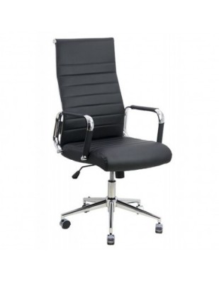 Scaun birou OFF 937, operativ, piele ecologica, ergonomic, baza cromata, inaltime reglabila, 110 kg foto