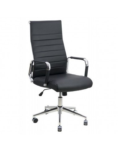 Scaun birou OFF 937, operativ, piele ecologica, ergonomic, baza cromata, inaltime reglabila, 110 kg