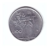 Moneda Italia 100 lire 1978, stare foarte buna, curata, Europa, Acmonital