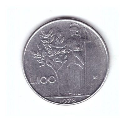 Moneda Italia 100 lire 1978, stare foarte buna, curata foto