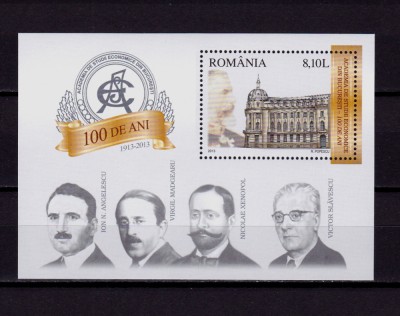 RO 2013 LP 1975 &amp;quot;ASE Bucuresti-10 ani/ Regele Carol I &amp;quot; ,colita 556,MNH foto