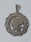 medalion argint din moneda de 10 schilling