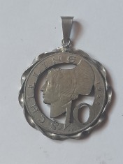 medalion argint din moneda de 10 schilling foto