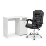 Set de birou Family One 100x50x74 cm cu scaun rotativ Optima, alb-negru