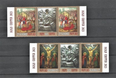 ROMANIA 2023 - SFINTELE PASTI, STRAIF DOUA VALORI+VINIETA, MNH - LP 2407 (1) foto