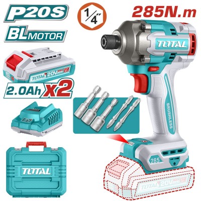 TOTAL - MASINA DE INSURUBAT CU IMPACT SI ACUMULATOR 20V-2.0AH LI-ION (INCLUDE 2 ACUMULATORI, 1 INCAR PowerTool TopQuality foto