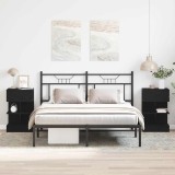 Set 2 Noptiere VidaXL Stejar Negru 40x35x65 cm, MDF, Sertar si Rafturi. Moderne Dormitor