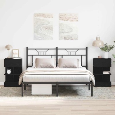 vidaXL Dulap de noapte 2 pcs Stejar negru 40 x 35 x 65 cm 862700 foto