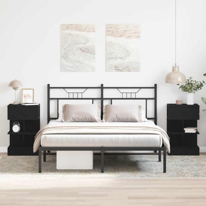 vidaXL Dulap de noapte 2 pcs Stejar negru 40 x 35 x 65 cm 862700