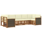 vidaXL Set canapea sectională cu pernă 6 pcs Natural și Crem 3384796