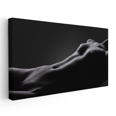 Tablou nud femeie, fundal negru 2031 Tablou canvas pe panza CU RAMA 70x140 cm foto