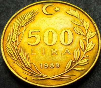 Moneda 500 LIRE - TURCIA, anul 1989 * cod 1147 B foto