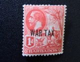 Barbados 1917 - Emisiune Specială "WAR TAX" / Taxă de Război (Marcă Poștală Neștampilată) - Cod: A964