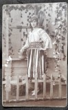 Carte postala, tanara in costum traditional, perioada interbelica