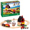 Set Trenulet Ferma BRIO Lemn, 3+ Ani: Locomotiva, Vagon, Tractor, Hambar, Sine, Vacuta, Gard