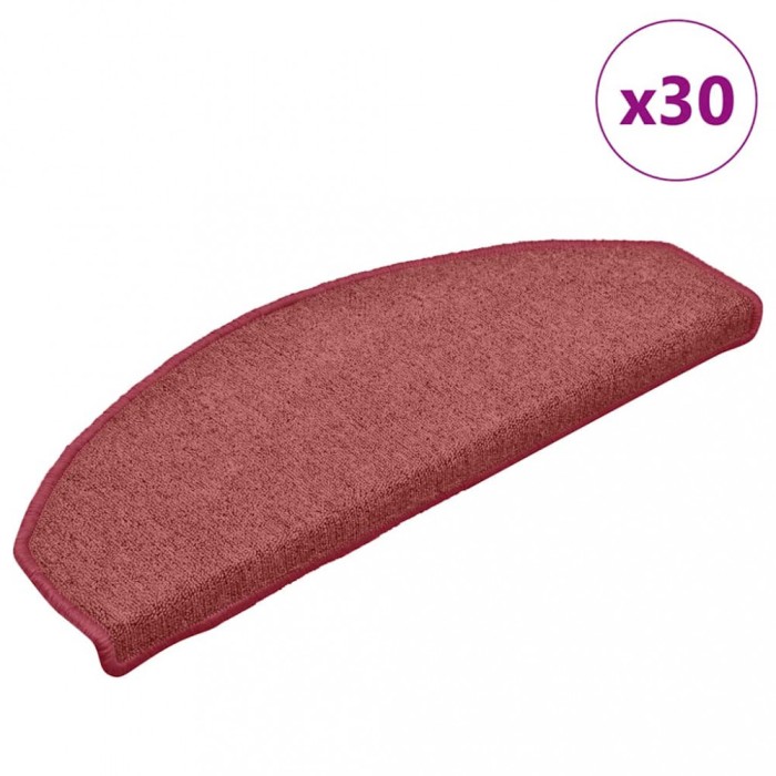 vidaXL Covorașe scări, 30 buc., 65x24x4 cm, semirotunde, bordeaux, mari 3365763