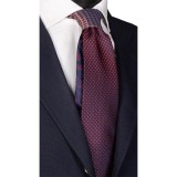 Cumpara ieftin Cravata Matase Bleumarin Rosu Nod Contrast Gri Bordo, 148cm, Made in Italy, Cutie Cadou, Unicat