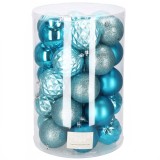 Set globuri de Craciun, 30 bucati, 6 modele, 8cm, albastru Household NewTrend