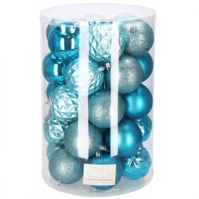 Set globuri de Craciun, 30 bucati, 6 modele, 8cm, albastru Household NewTrend foto