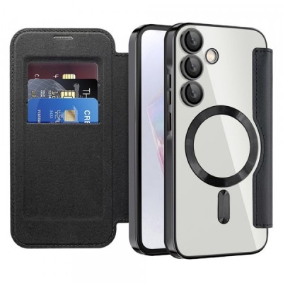 Husa MagSafe pentru Samsung Galaxy A35 5G A356, Techsuit, SmartMag Book, Neagra foto